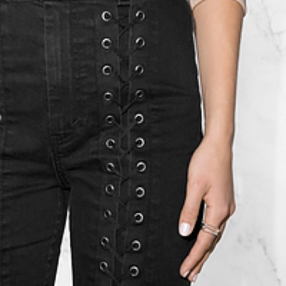 & Other Stories Lace Up Black Denim Pants 27